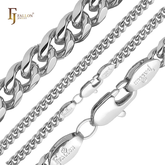 .Classic Miami Style SF [Surface Flatten] Cuban link chains plated in White Gold