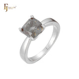 Rose Gold solitaire emerald cut stone rings