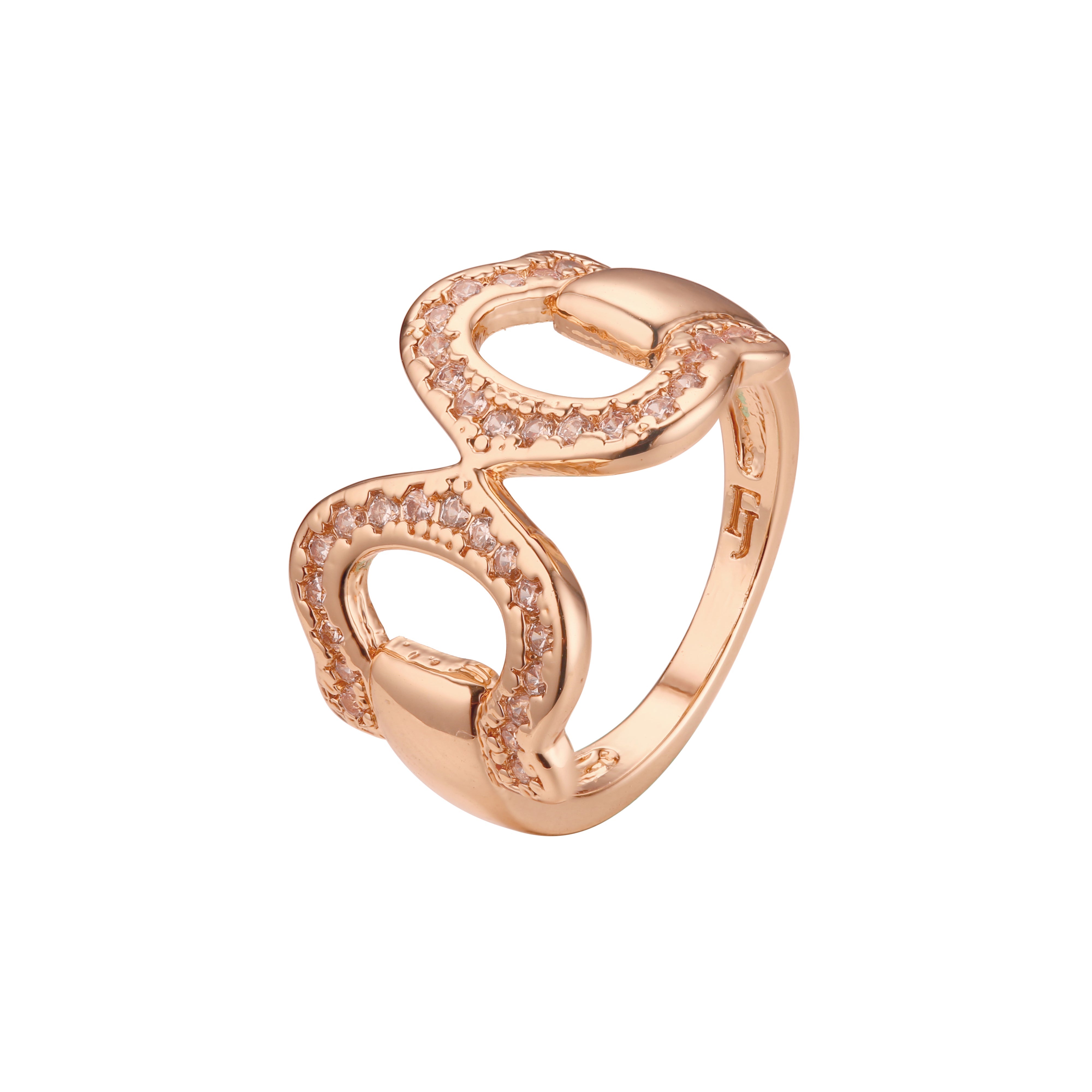 Anéis de fivela em ouro 14K, cores banhadas a ouro rosa