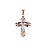 Pingente de cruz de Malta ortodoxa em ouro rosa, ouro 14K em dois tons, cores folheadas