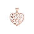 Heart and leaves pendant in Rose Gold two tone, 14K Gold plating colors