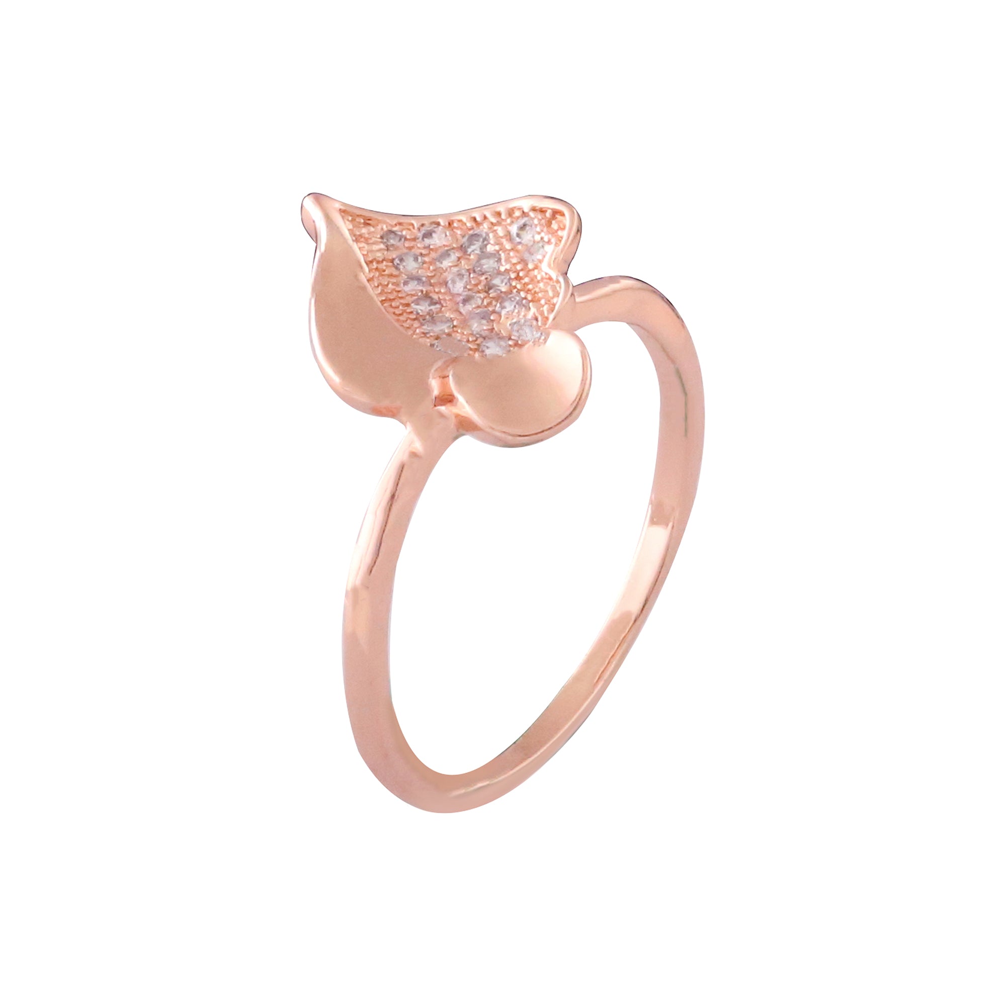 Einblättrige Cluster-Ringe aus Roségold mit weißen CZs