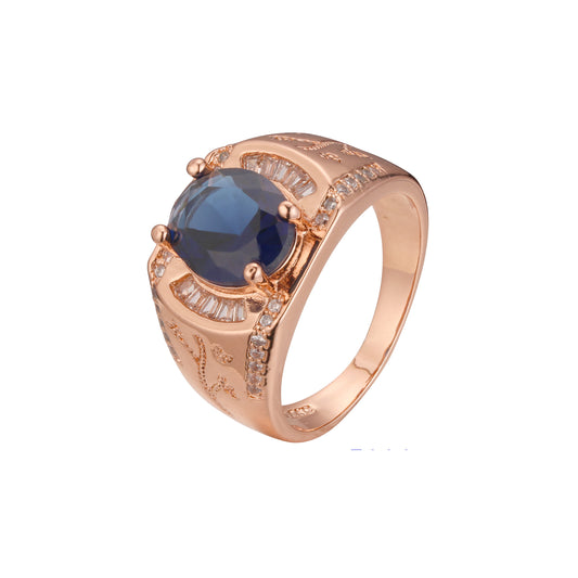 Anéis masculinos solitários cúbicos cz em ouro rosa