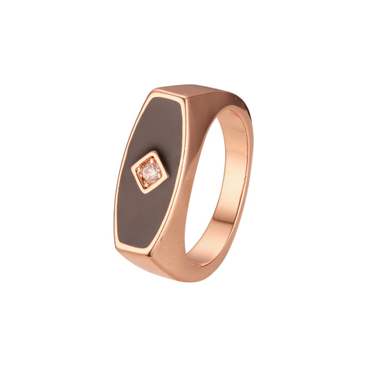 Solitaire Herren-Siegelringe aus Roségold mit schwarzer Ölfarbe