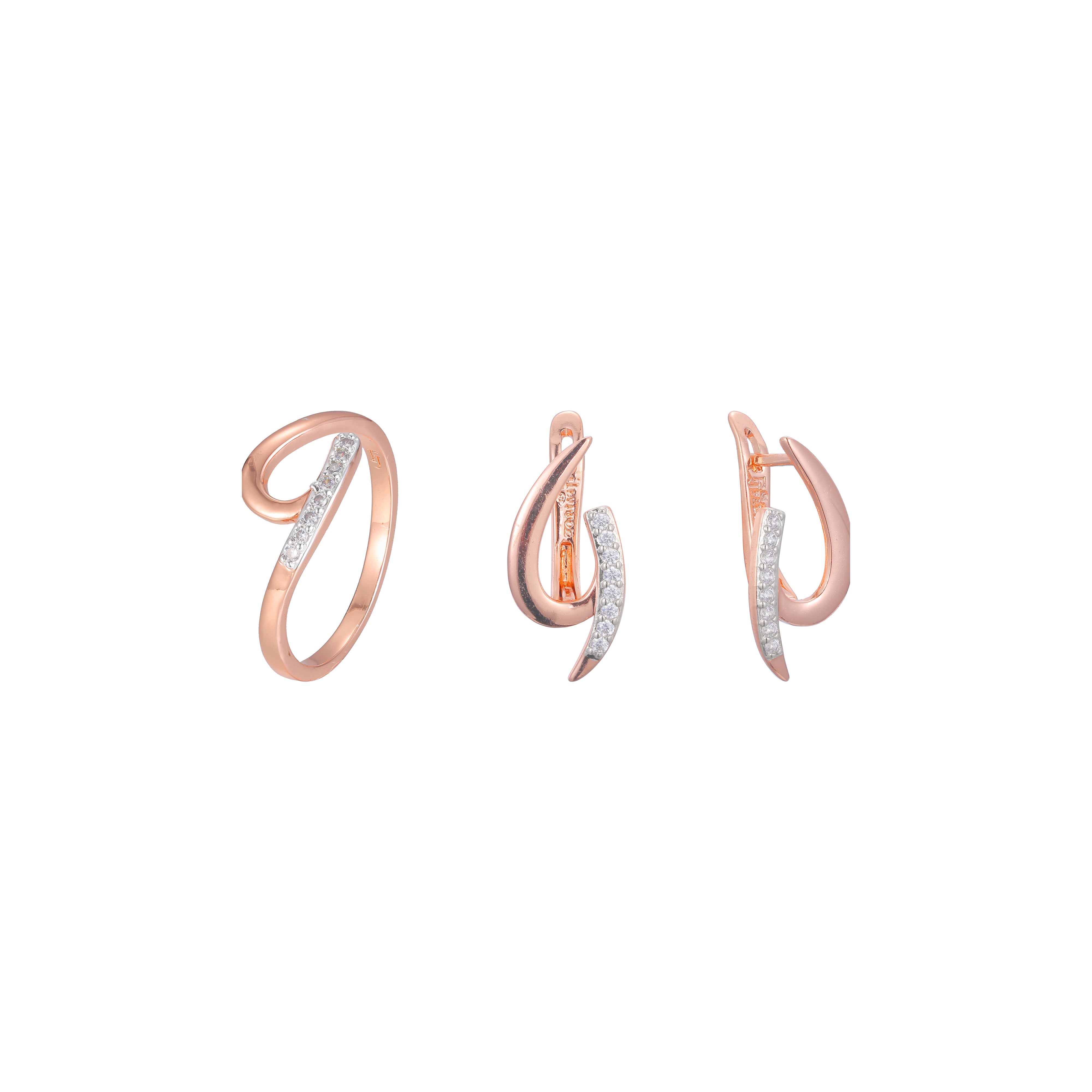 Conjunto minimalista de joias redondas e pontiagudas folheadas a ouro rosa