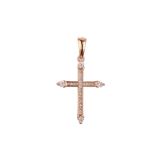 Latin Cluster white CZs Rose Gold Latin cross pendant