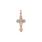 🔥 Eastern Orthodox Russian budded pendant in 14K Gold, Rose Gold two tone & White Gold plating colors