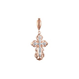 🔥 Eastern Orthodox Russian budded pendant in Rose Gold two tone, 14K Gold plating colors