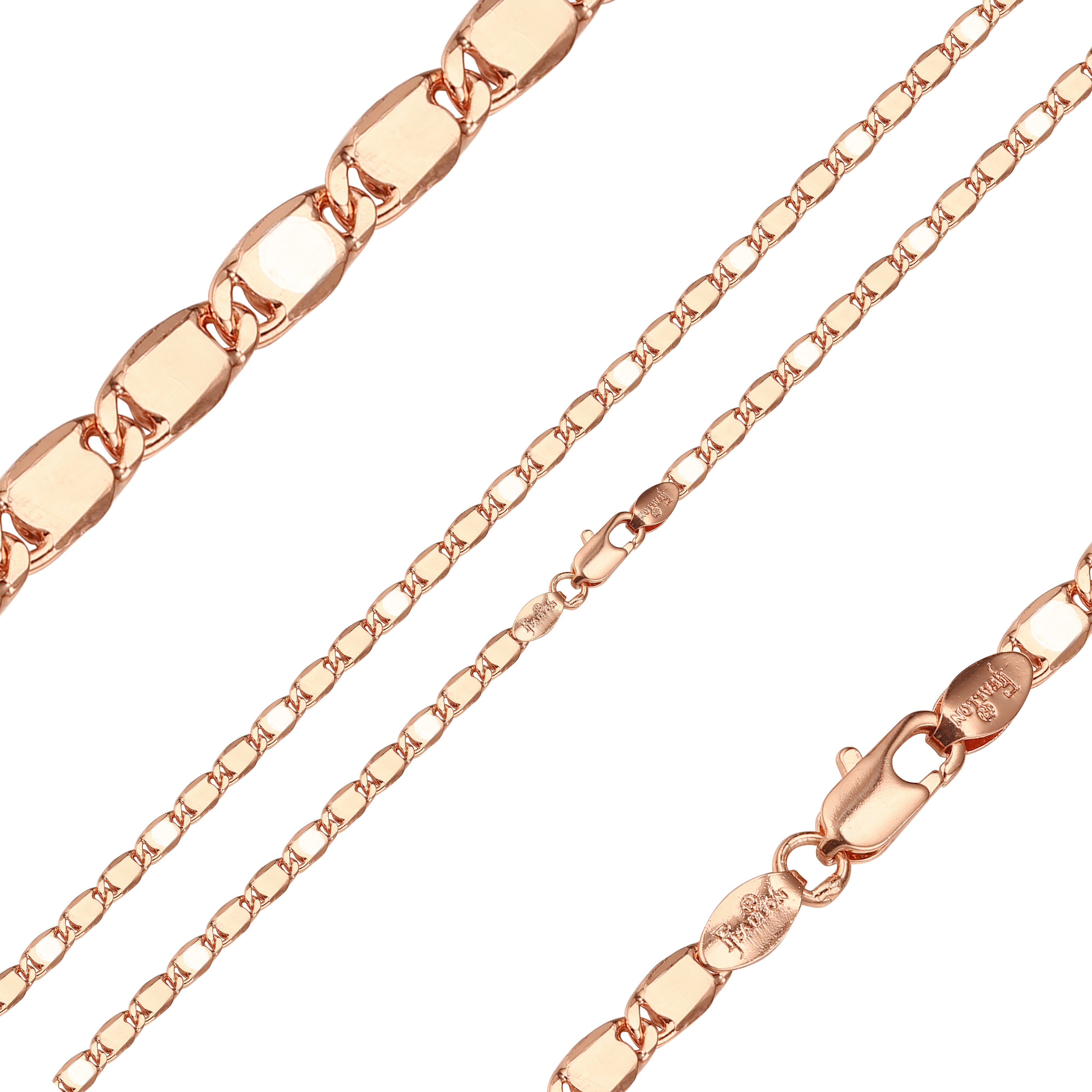 Cadenas de eslabones Mariner de tres tonos de oro rosa