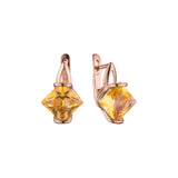.ソリティア エメラルド カット CZ イヤリング、14K ゴールド、ローズゴールド メッキ カラー