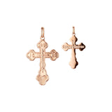 Pingente de cruz católica em ouro 14K, ouro rosa e ouro branco
