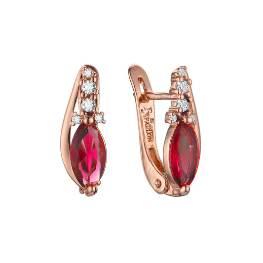 Solitär-Marquise-Ohrringe aus Roségold und Weißgold mit Zirkonia