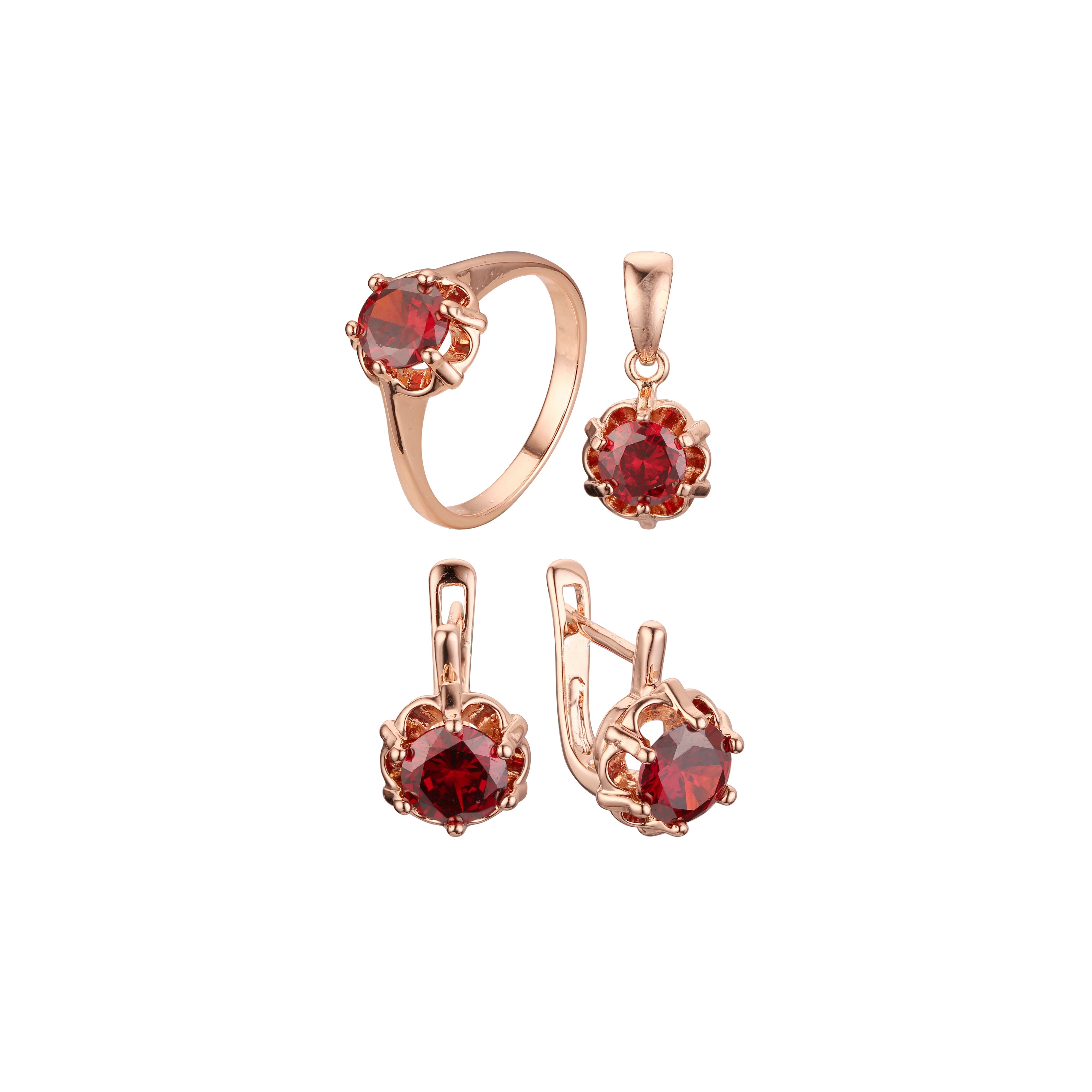 Conjunto de joias de pedra grande Solitaire banhado em ouro 14K, cores de ouro rosa