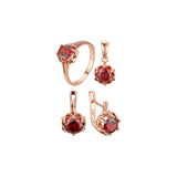 Conjunto de joias de pedra grande Solitaire banhado em ouro 14K, cores de ouro rosa