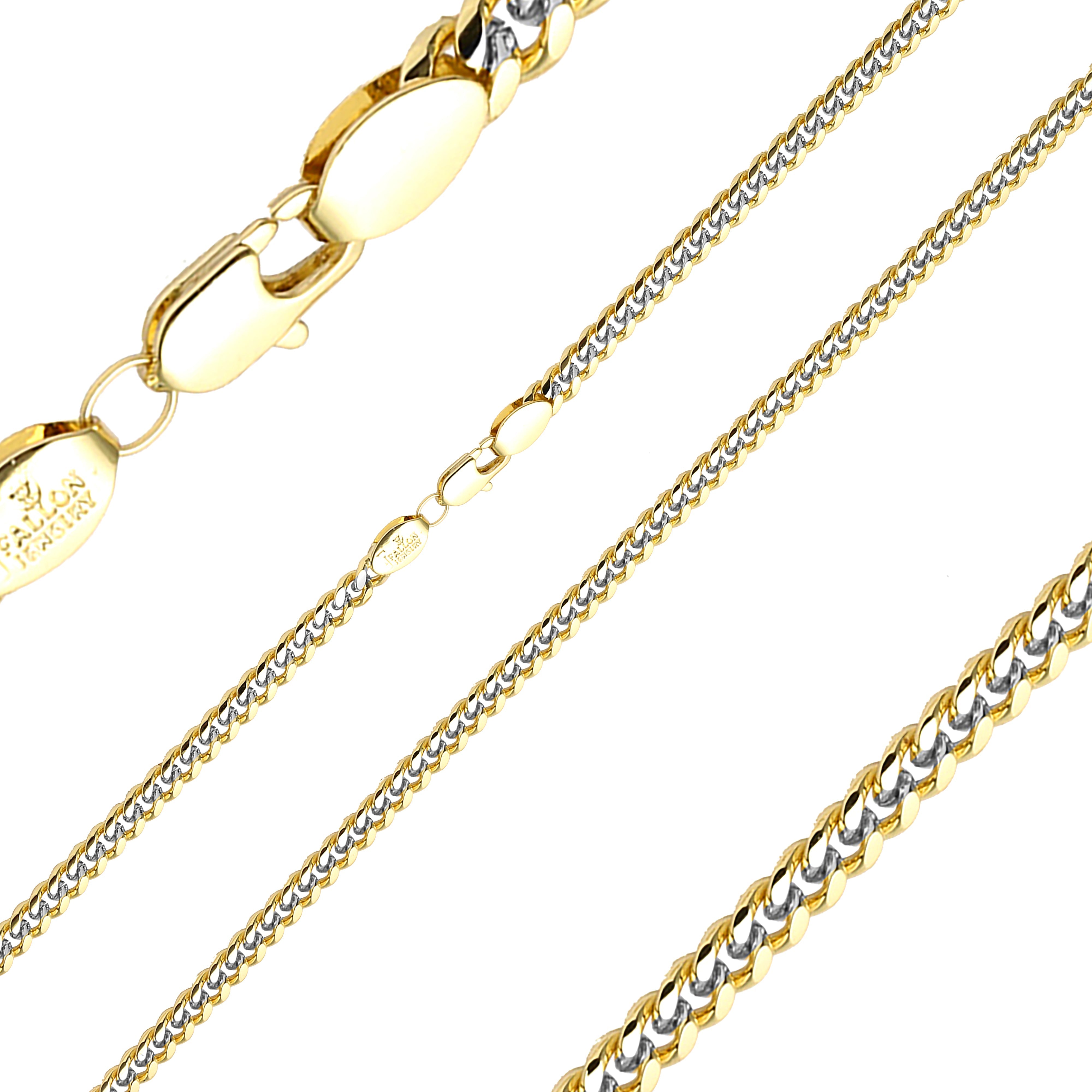Cadenas Cubanas Clásicas Estilo Miami, enchapadas en Oro Amarillo de 14K en dos tonos, Oro 18K, Oro Blanco RF