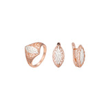 Conjunto Marquise em filigrana de dois tons em ouro rosa