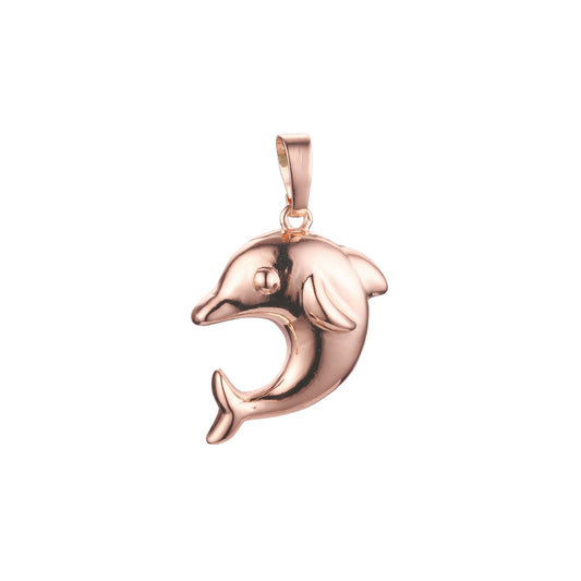 Cute dolphin pendant in Rose Gold, 14K Gold plating colors
