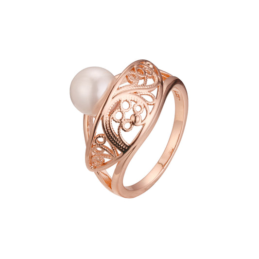 Rose Gold solitaire pearl rings