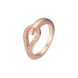 Ros¨¦goldene Band-Solit?rringe mit wei?en Zirkonia