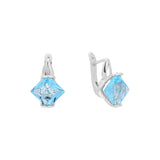 .ソリティア エメラルド カット CZ イヤリング、14K ゴールド、ローズゴールド メッキ カラー