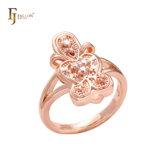 Anéis da moda em filigrana em ouro 14K