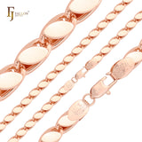 Marquise compacto elo sofisticado em ouro 14K, correntes em ouro rosa