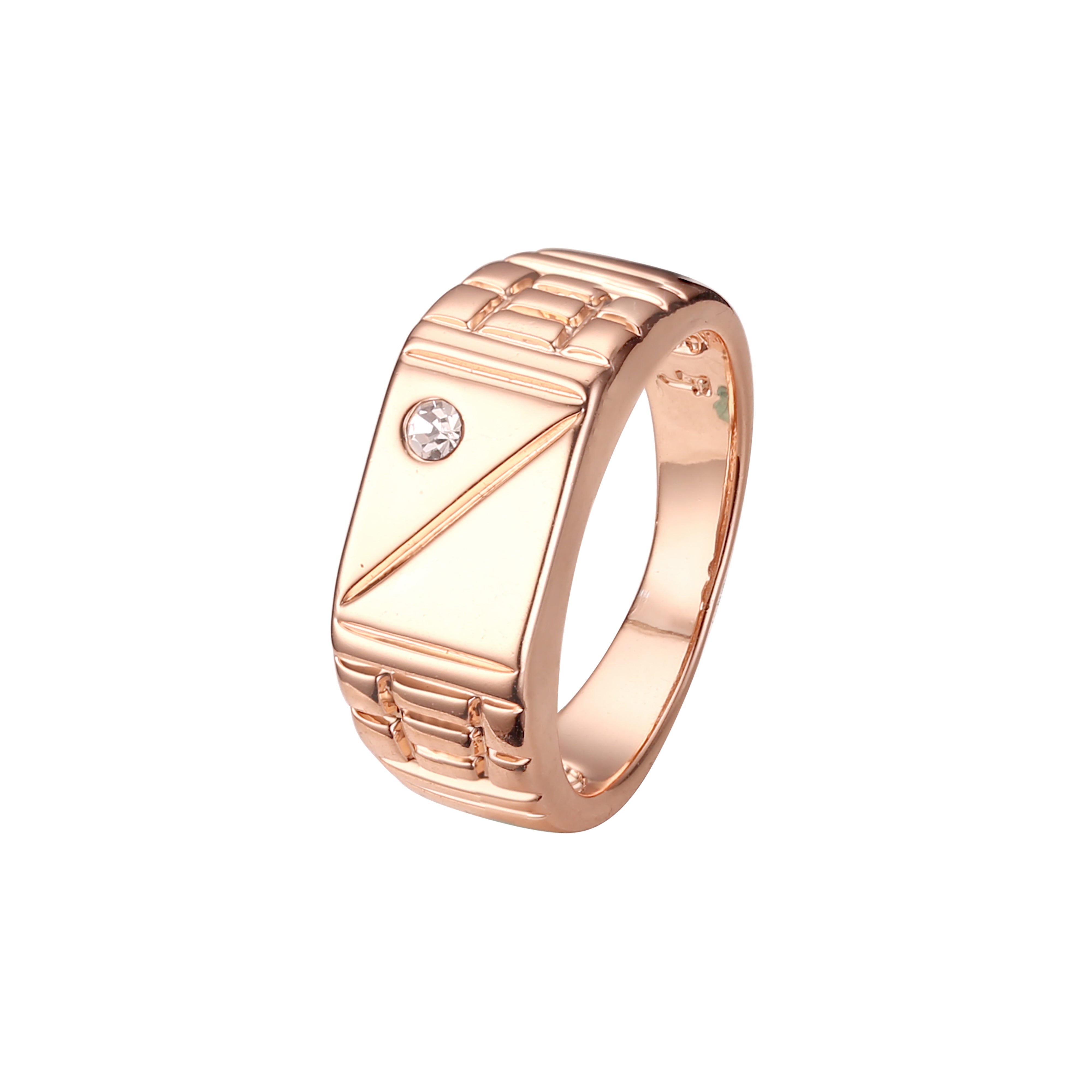 Mesh band slashed signet 14K Gold, Rose Gold Men's rings