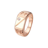 Mesh band slashed signet 14K Gold, Rose Gold Men's rings