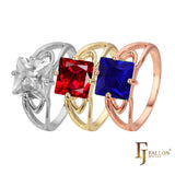 .Solitario grandes piedras de colores talla esmeralda Oro 14K, Anillos Oro 18K