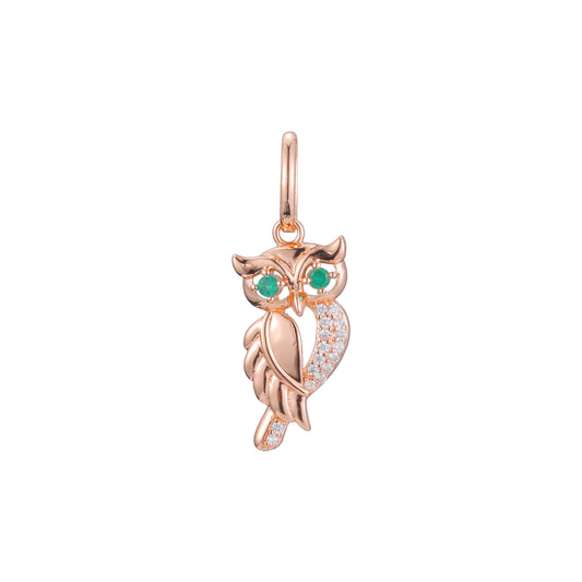 Owl animal pendant in Rose Gold two tone, 14K Gold plating colors