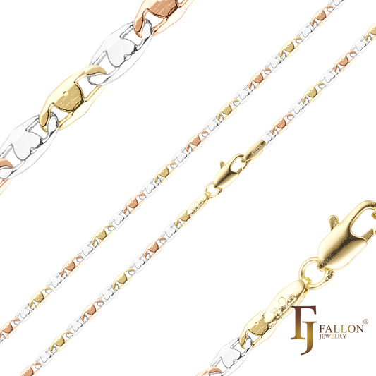 Mariner 心形链条镀 14K 金、玫瑰金、三色