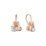 Aretes infantiles de mapache con gancho de alambre en Oro 14K, oro rosa, baño de dos tonos