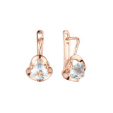 .Rose Gold clawed solitaire white CZ earrings