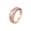 Anillos solitarios de oro rosa de dos tonos con talla esmeralda