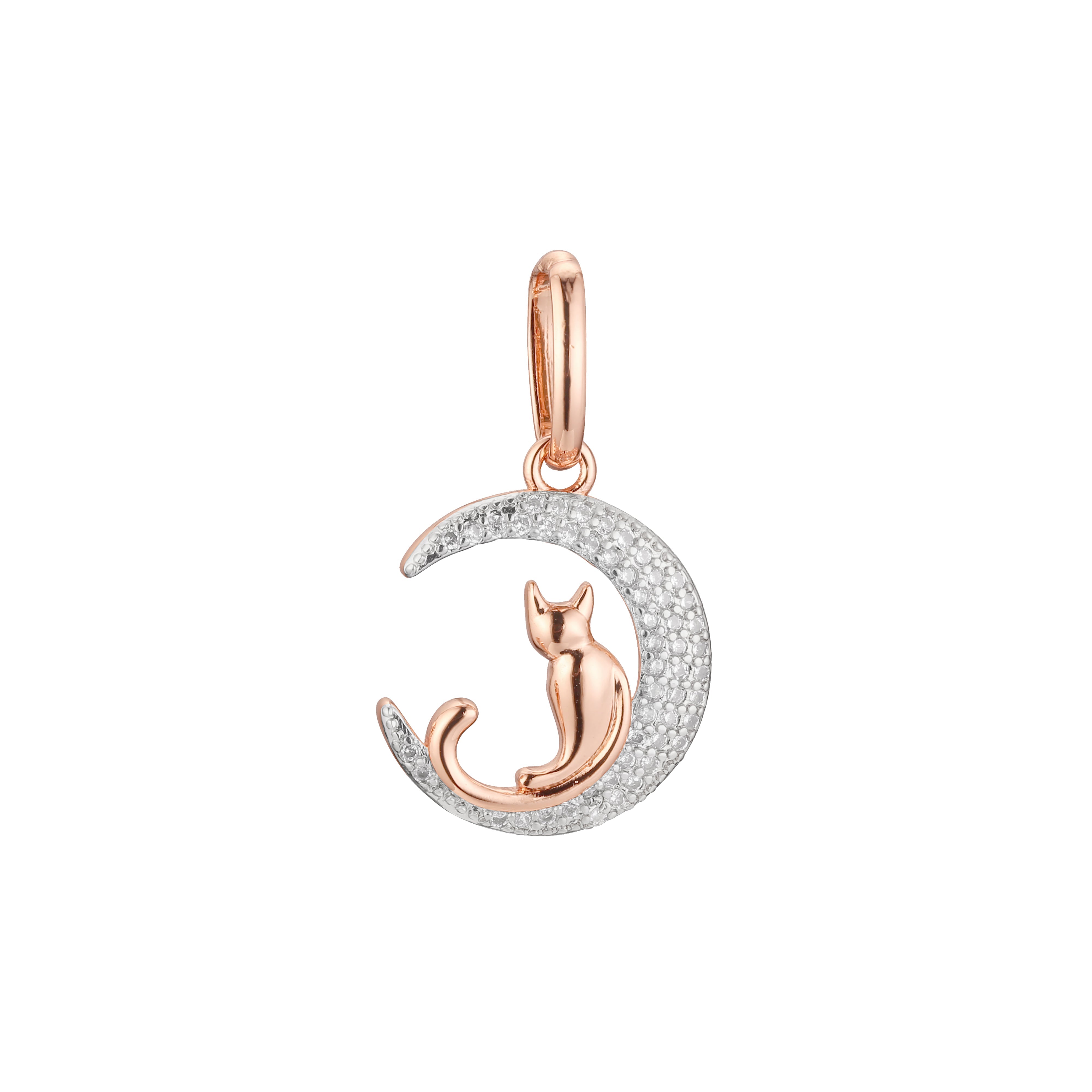 Anh?nger ?Katze auf Mond¡° aus 14-kar?tigem Gold und Ros¨¦gold mit zweifarbiger Beschichtung