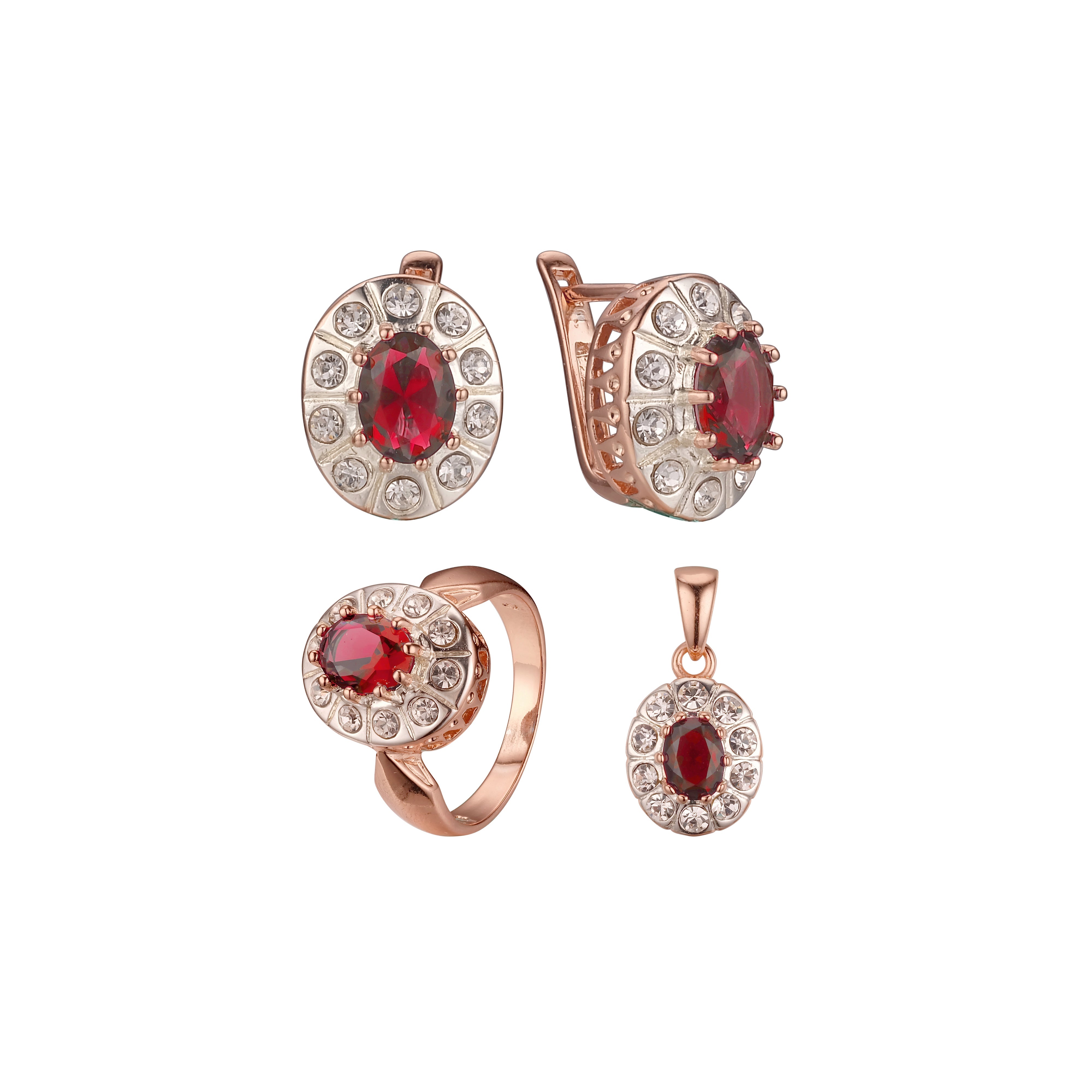 Conjunto Halo banhado em ouro rosa, dois tons
