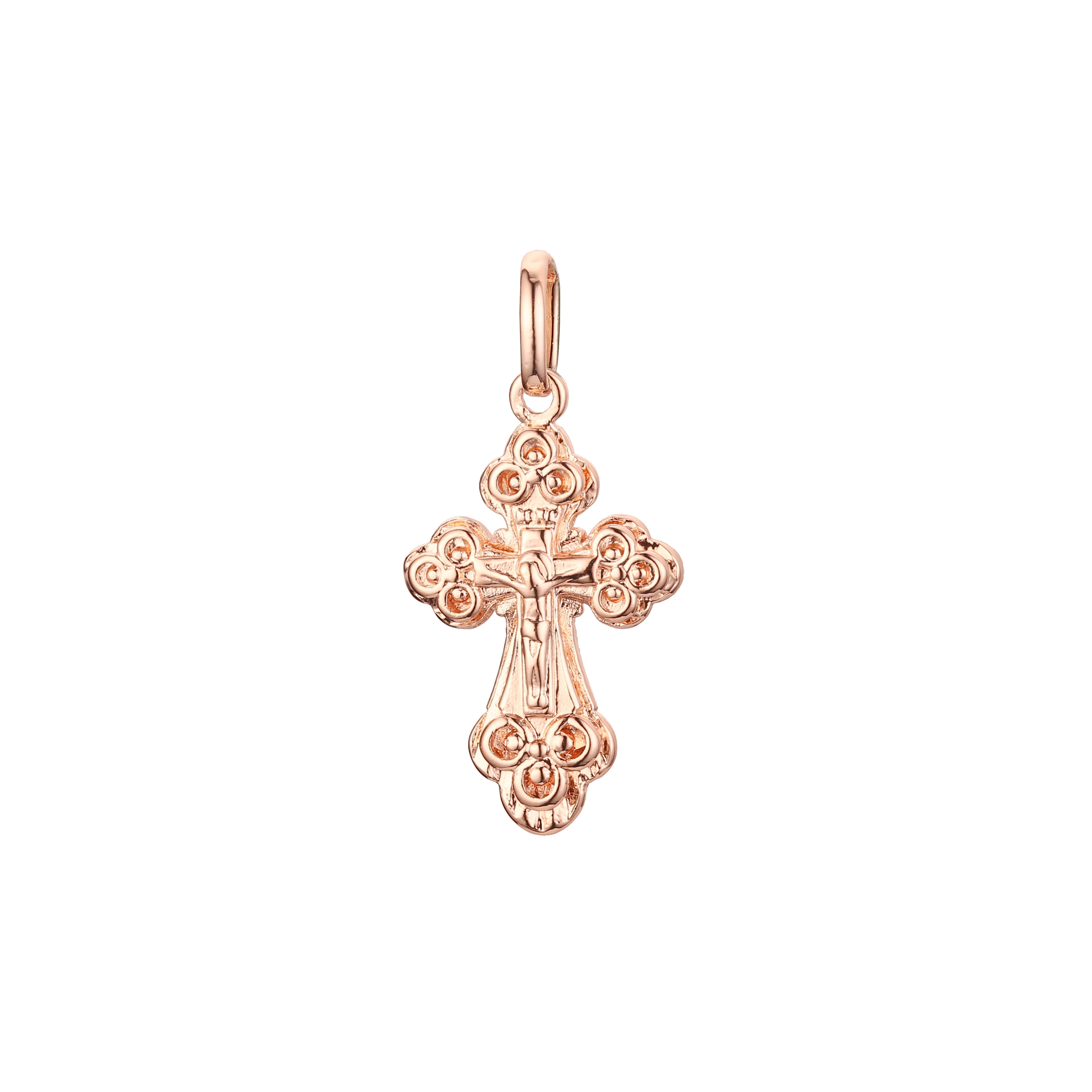 🔥 Eastern Orthodox Russian budded pendant in Rose Gold & 14K Gold plating colors