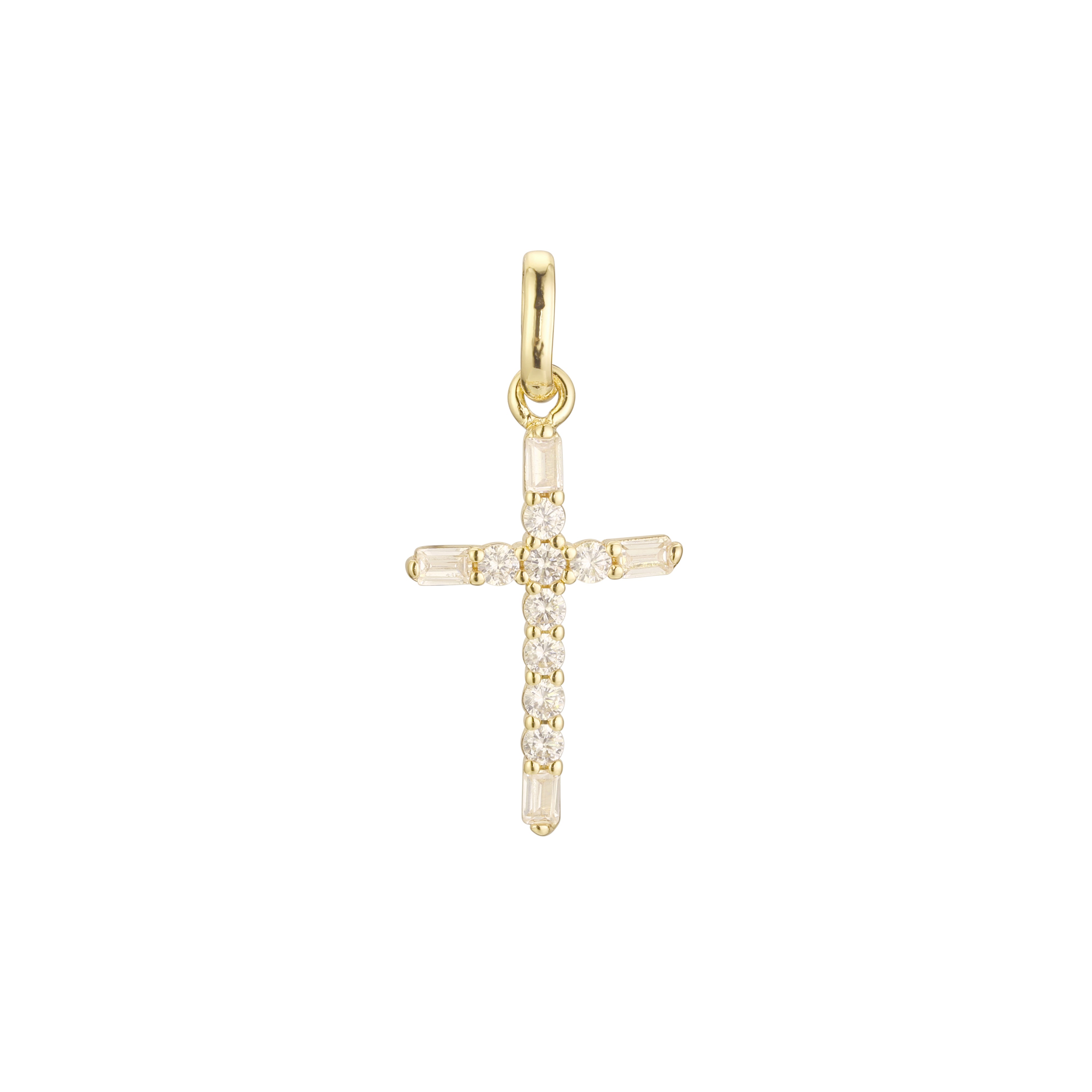 Pingente de cruz latina em ouro rosa, cores banhadas a ouro 14K