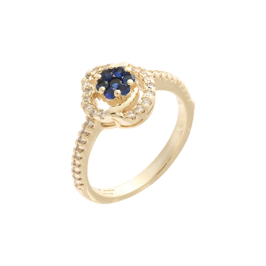 Eight deep blue cluster flower stones rings in 14K Gold, Rose Gold plating colors