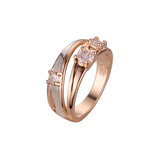 Rose Gold two tone triple stones wide rings