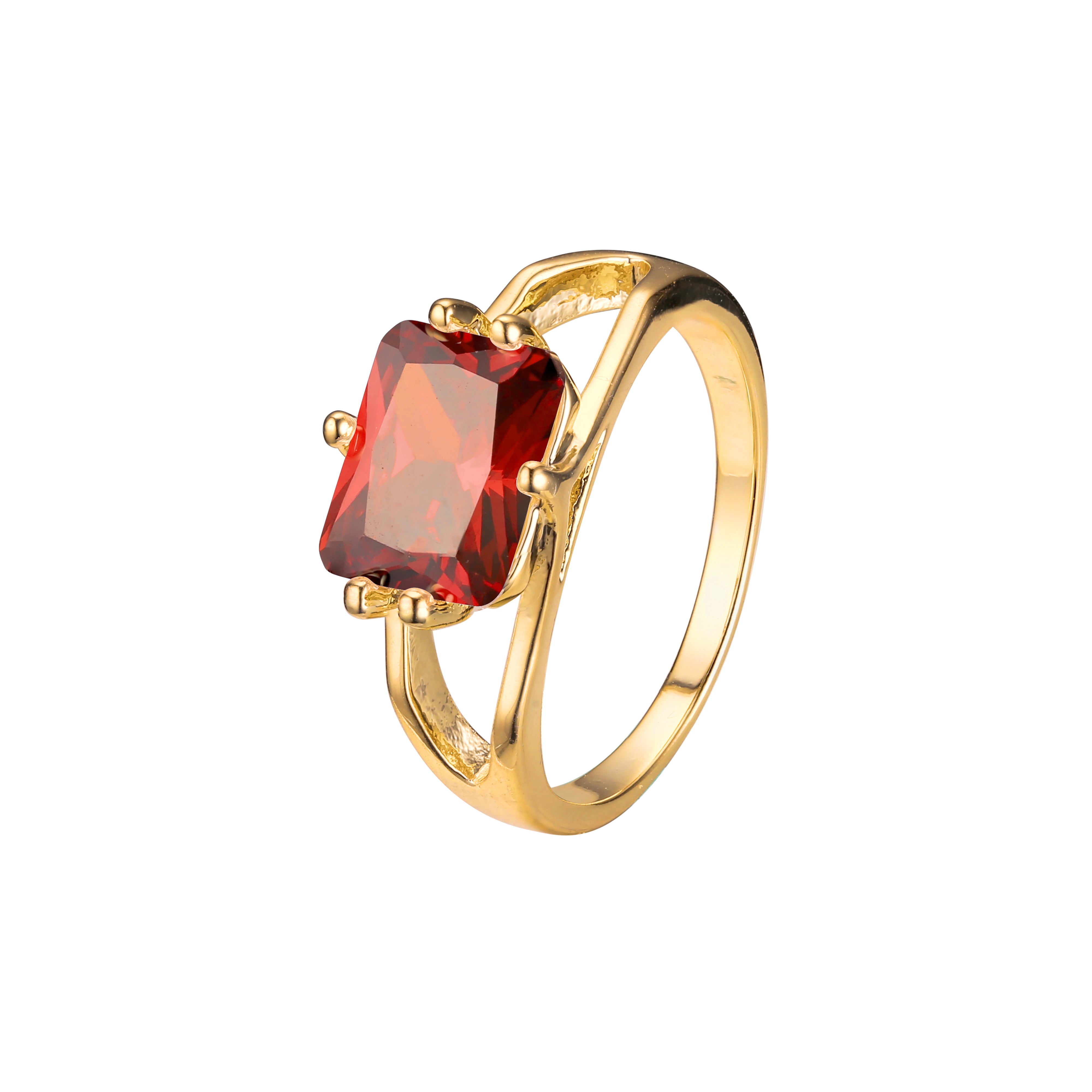 Solitaire emrald cut stone plain design rings in 18K Gold, 14K Gold, Rose Gold plating colors