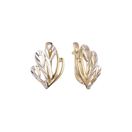 14K 金、玫瑰金耳环，双色