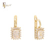 Brincos de zircônias cúbicas com corte almofada e halo branco em ouro 14K, ouro rosa e ouro branco