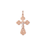🔥 Eastern Orthodox Russian budded pendant in Rose Gold two tone, 14K Gold plating colors