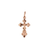 14K ゴールド、ローズゴールド、ホワイトゴールドメッキカラーのカトリッククロスつぼみペンダント