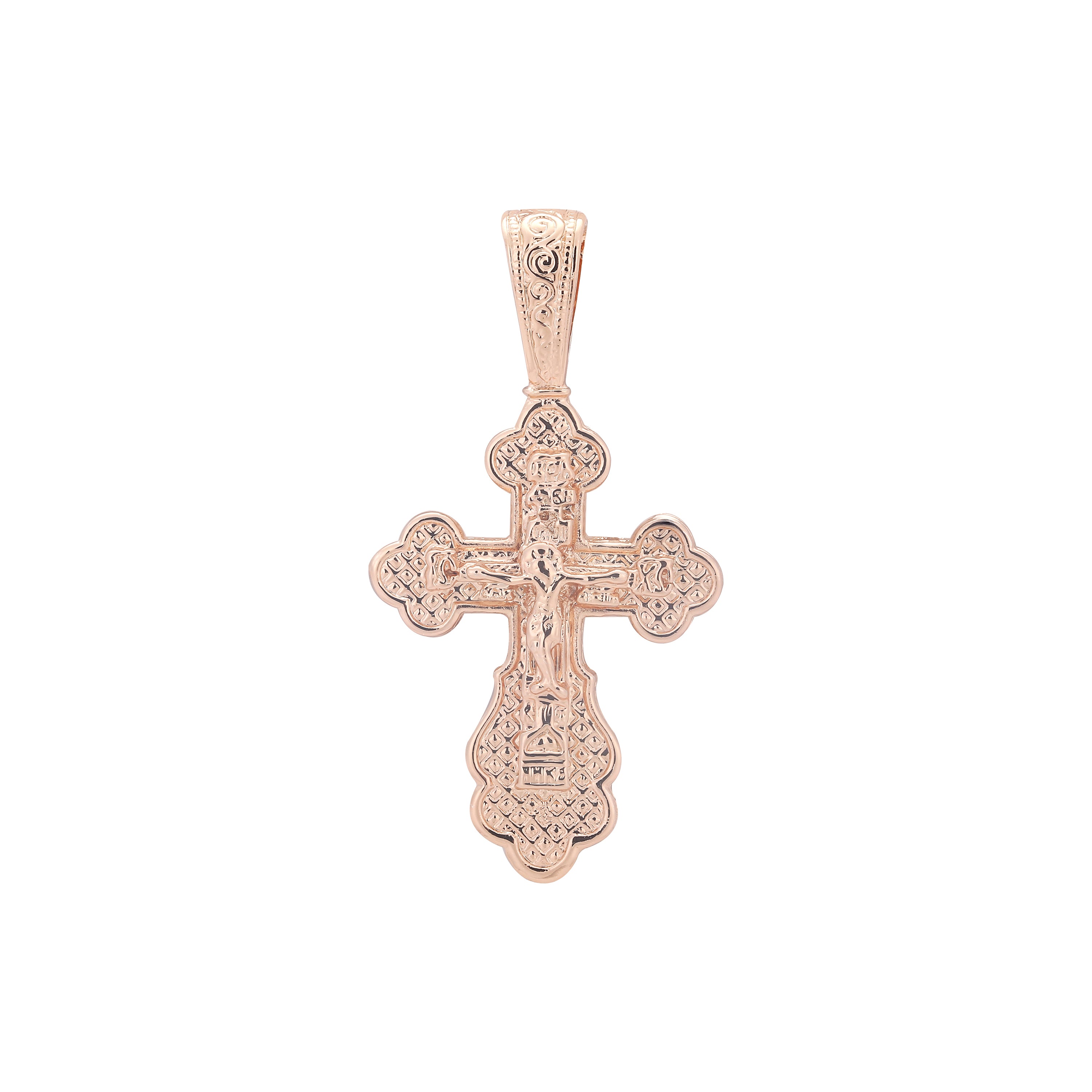 Italienische Jungfrau von Guadalupe und das Kreuz, dreifarbige Rosenkranz-Halskette aus 18 Karat Gold