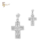 Double Crucifix cross 14K Gold, Rose Gold, White Gold Cross Pendant