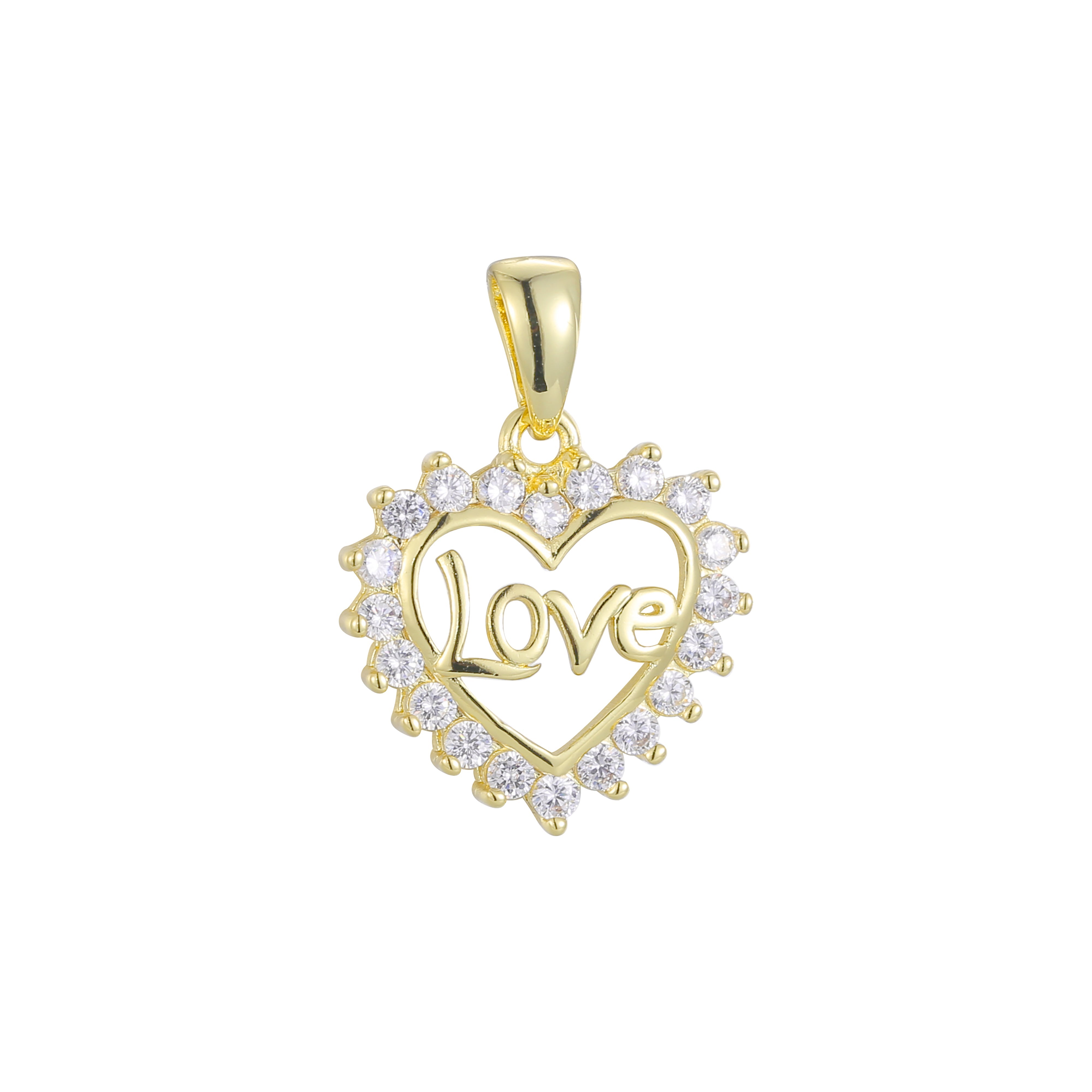 14K 金、18K 金、镀玫瑰金颜色的 Love and heart 簇状吊坠