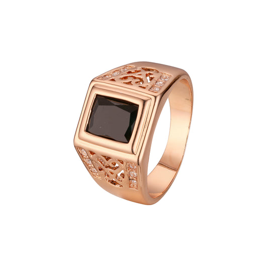 Black oil painted Rose Gold men's signet rings