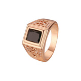 Black oil painted Rose Gold men's signet rings